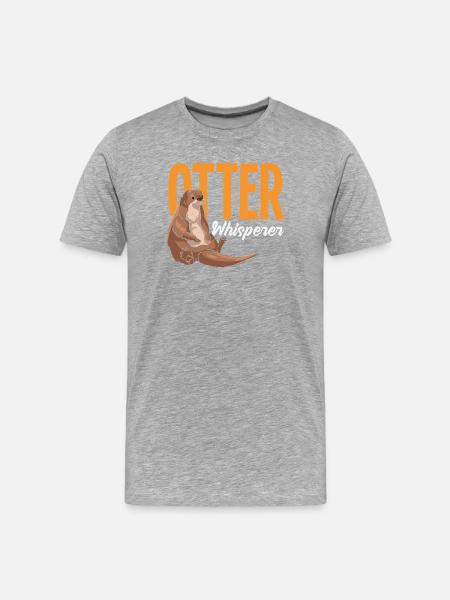 Otterflüsterer Seeotter Cartoon - Männer Premium Bio T-Shirt - Grau meliert