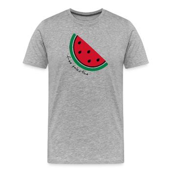 Tranche de pastèque Pop Art - T-shirt bio Premium Homme - gris chiné - Devant - Damien (186cm)