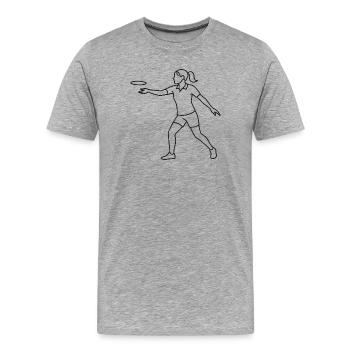 Croquis de joueur de disc golf – Motif minimaliste - T-shirt bio Premium Homme - gris chiné - Devant - Damien (186cm)