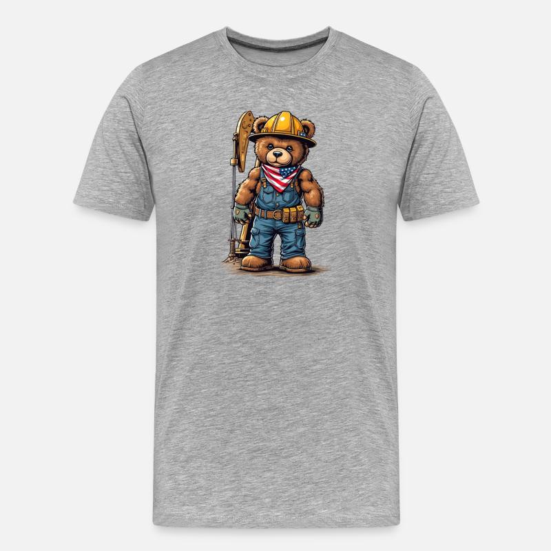 Bauarbeiter Bär mit Werkzeuggurt - Männer Premium Bio T-Shirt - Grau meliert