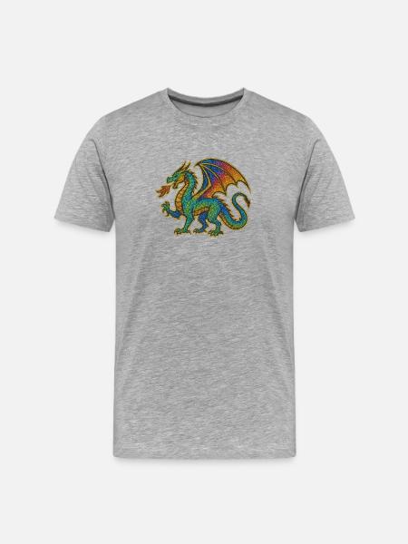 Rainbow Dragon Print - Men's Premium Organic T-Shirt - heather grey