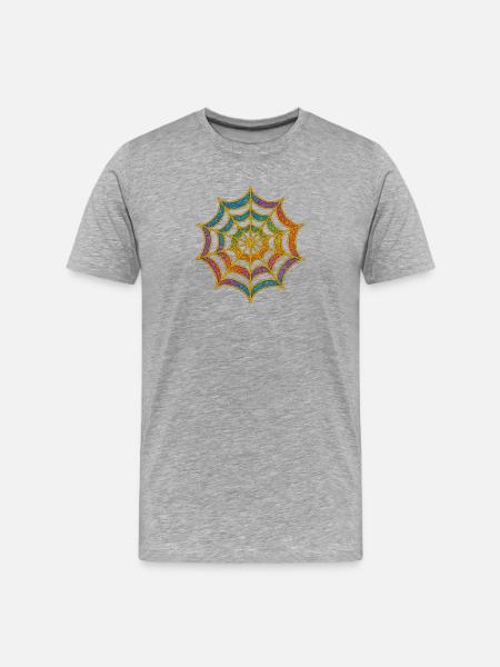 Spinnennetz | Regenbogen-Spinnenweb Goldglitzer - Männer Premium Bio T-Shirt - Grau meliert