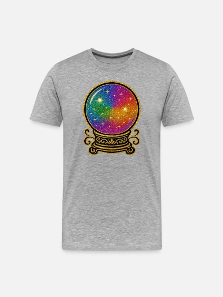 Regenbogen Kristallkugel Glamour | Glaskugel - Männer Premium Bio T-Shirt - Grau meliert