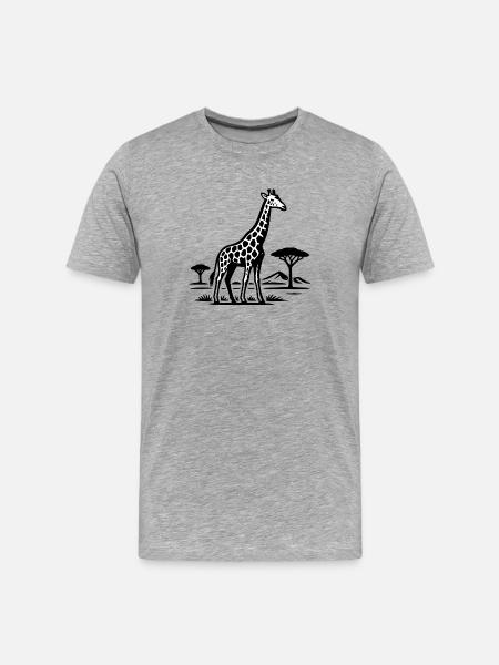 Giraffe silhouette in savannah look - Men's Premium Organic T-Shirt - heather grey