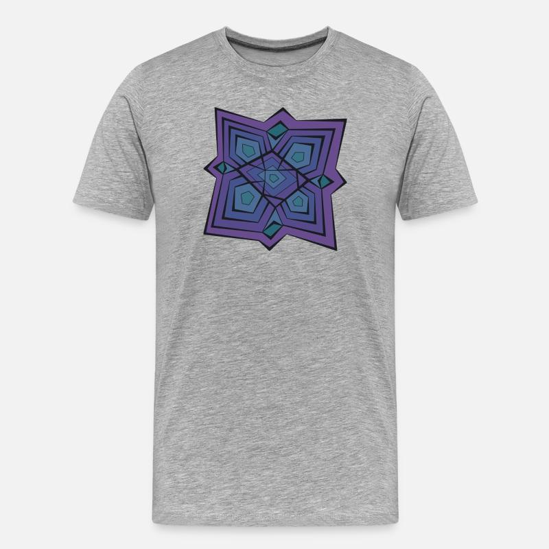 Lila geometrisches Mandala - Männer Premium Bio T-Shirt - Grau meliert