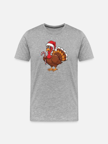 Turkey Dressed as Christmas Man - Men's Premium Organic T-Shirt - heather grey