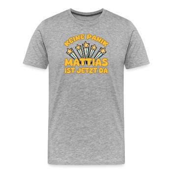 Vorname Mattias - Männer Premium Bio T-Shirt - Grau meliert - Vorne - Damien (186cm)