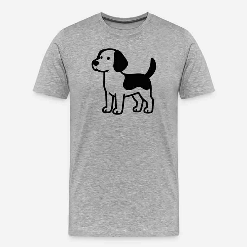 Hundesilhouette Linienstil - Männer Premium Bio T-Shirt - Grau meliert