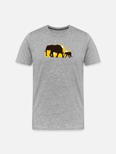 Elephant family at sunset - Men's Premium Organic T-Shirt - heather grey