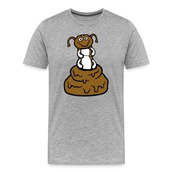 Funny caterpillar shit poop pile pile disgust poop - Men's Premium Organic T-Shirt - heather grey - Front - Damien (186cm)