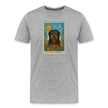 Soleil Lune Chien de berger catalan - T-shirt bio Premium Homme - gris chiné - Devant - Damien (186cm)