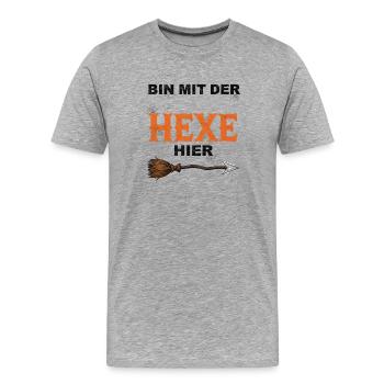 Am With The Witch Funny Halloween T-Shirt - Men's Premium Organic T-Shirt - heather grey - Front - Damien (186cm)