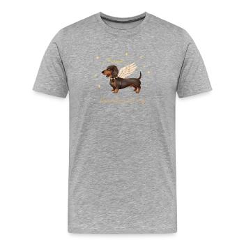 Dackel Engel Guardian of Joy Weihnachtsdesign - Männer Premium Bio T-Shirt - Grau meliert - Vorne - Damien (186cm)