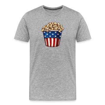 Popcorn Patriotic Eimer USA - Männer Premium Bio T-Shirt - Grau meliert - Vorne - Damien (186cm)