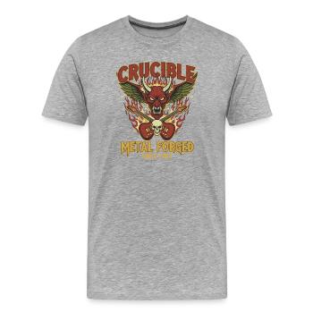 Crucible Metal Forged Logo - Männer Premium Bio T-Shirt - Grau meliert - Vorne - Damien (186cm)