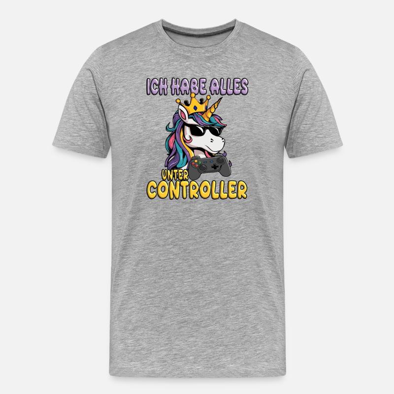 Alles unter controller - einhorn - Männer Premium Bio T-Shirt - Grau meliert