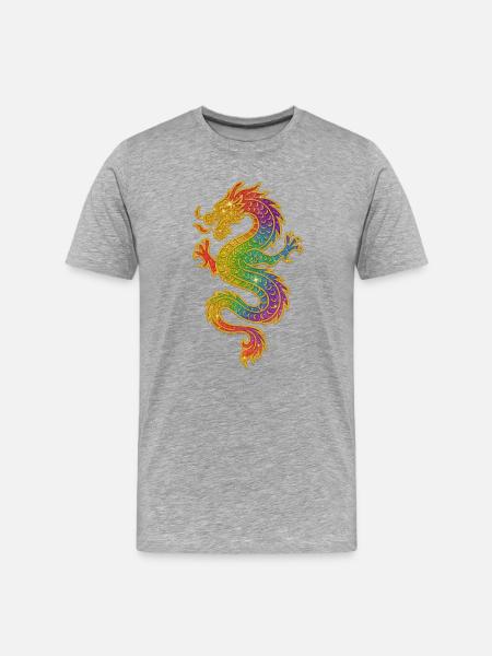 Golden Rainbow Dragon - Men's Premium Organic T-Shirt - heather grey