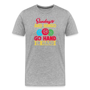 Bingo Game Sundays & Bingo Go Hand In Hand Bingo - Men's Premium Organic T-Shirt - heather grey - Front - Damien (186cm)