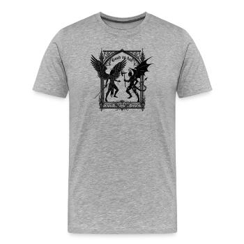 Eternal Battle – Licht gegen Dunkelheit - Männer Premium Bio T-Shirt - Grau meliert - Vorne - Damien (186cm)