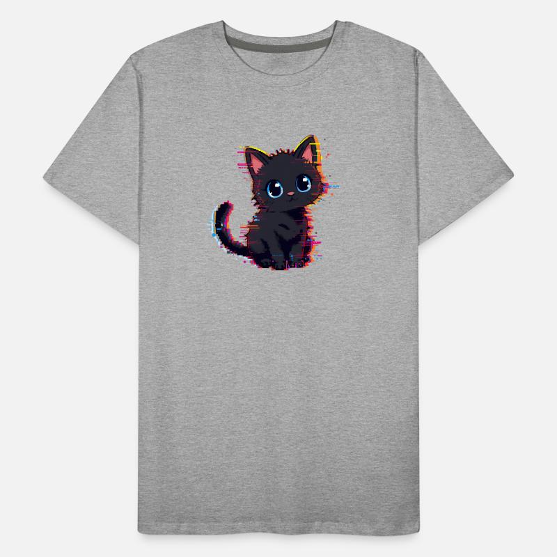 Neon Glitch Noir Chat Mignon T-shirt bio Premium Homme