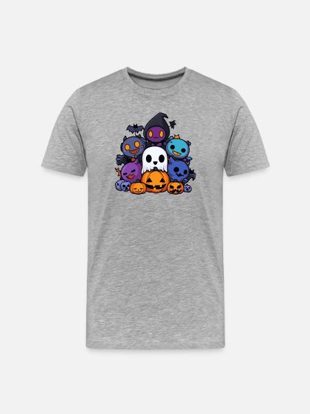 Halloween Party Figures Comic - Men's Premium Organic T-Shirt - heather grey