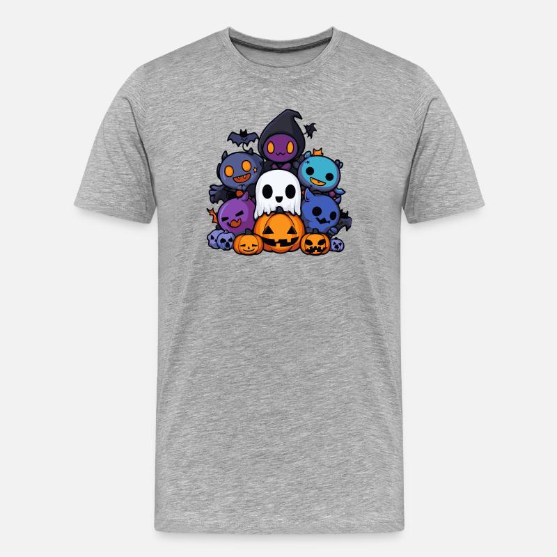 Halloween Party Figuren Comic - Männer Premium Bio T-Shirt - Grau meliert