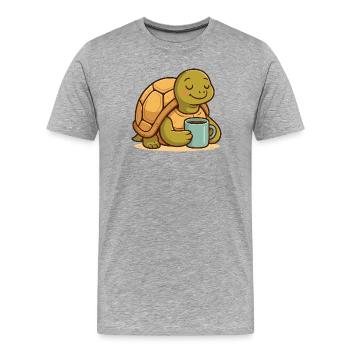 Kaffee-Turtel im Morgenlicht - Männer Premium Bio T-Shirt - Grau meliert - Vorne - Damien (186cm)