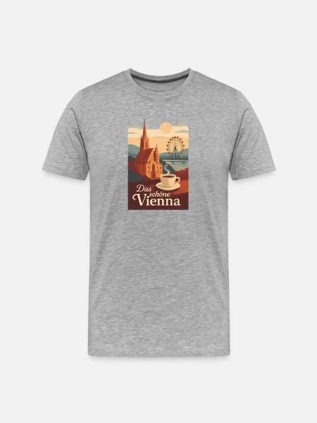 Das schöne Wien Poster - Männer Premium Bio T-Shirt - Grau meliert