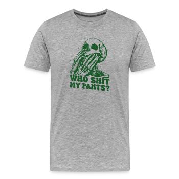 Who Shit My Pants Skeleton - Men's Premium Organic T-Shirt - heather grey - Front - Damien (186cm)