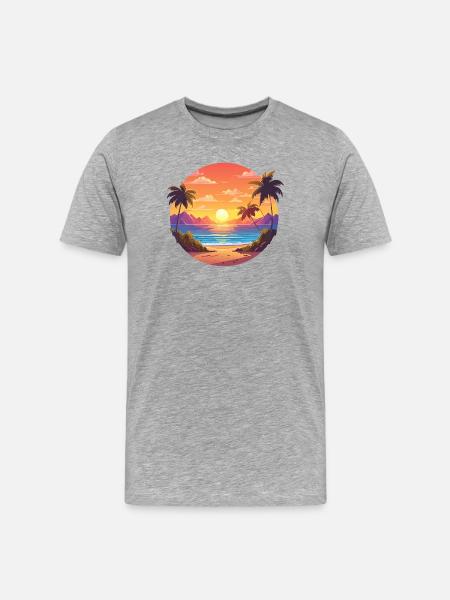 Sunset Palm Bay - Men's Premium Organic T-Shirt - heather grey