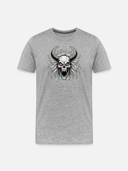 Devil skull with horns - Men's Premium Organic T-Shirt - heather grey