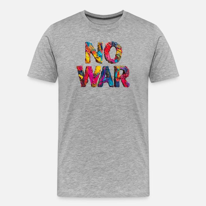 No War Farbstarkes Statement - Männer Premium Bio T-Shirt - Grau meliert