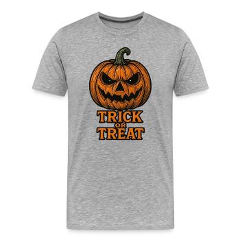 Citrouille d'Halloween - Trick or Treat - T-shirt bio Premium Homme - gris chiné - Devant - Damien (186cm)