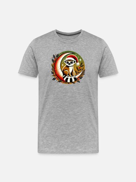 Santa Lemur on Moon - Men's Premium Organic T-Shirt - heather grey