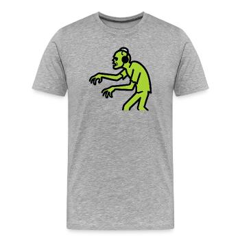 Zombie DJ Néon Vert - T-shirt bio Premium Homme - gris chiné - Devant - Damien (186cm)