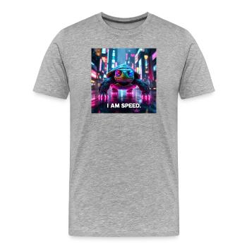 speed - Männer Premium Bio T-Shirt - Grau meliert - Vorne - Damien (186cm)