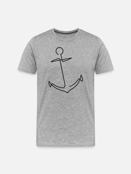 Anchor Sketch – Maritime Symbol of Durability - Men's Premium Organic T-Shirt - heather grey