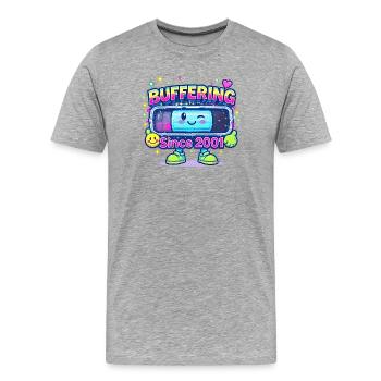 Y2K Retro – Buffering Since 2001 - Männer Premium Bio T-Shirt - Grau meliert - Vorne - Damien (186cm)