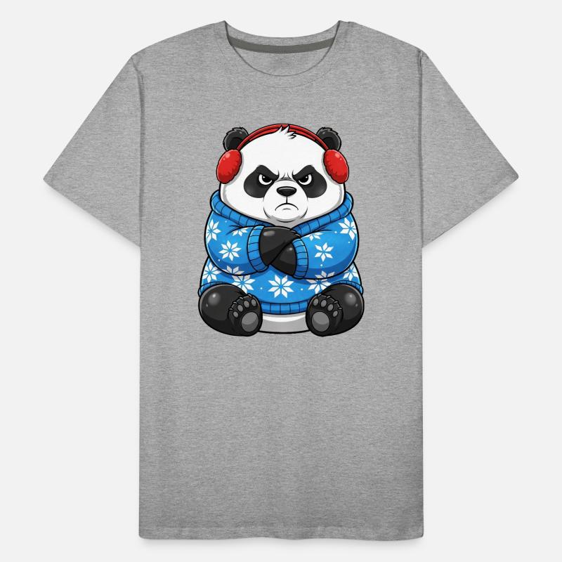 Grumpy Panda Tenue de Noël Hiver Drôle T-shirt bio Premium Homme