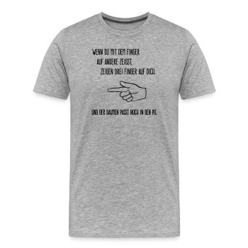 Le doigt sur les autres - T-shirt bio Premium Homme - gris chiné - Devant - Damien (186cm)