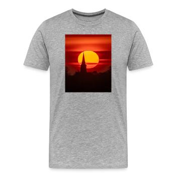 Sonnenaufgang: St. Mary's Church, Garforth, Leeds - Männer Premium Bio T-Shirt - Grau meliert - Vorne - Damien (186cm)