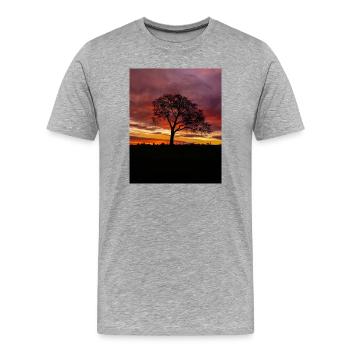 Coloré lever de soleil ciel solitaire silhouette d’arbre - T-shirt bio Premium Homme - gris chiné - Devant - Damien (186cm)