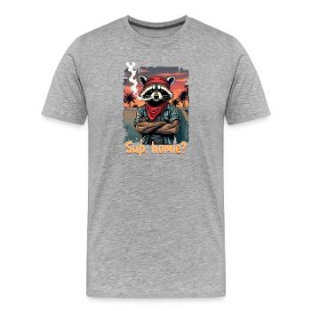 Racoon Sunset Streetstyle - Men's Premium Organic T-Shirt - heather grey - Front - Damien (186cm)