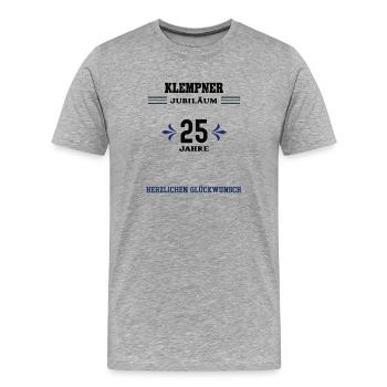 Klempner 25 Jahre Jubiläum 25. jähriges Jubilaeum - Männer Premium Bio T-Shirt - Grau meliert - Vorne - Damien (186cm)