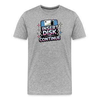 Y2K Retro – Insert Disk to Continue - Männer Premium Bio T-Shirt - Grau meliert - Vorne - Damien (186cm)