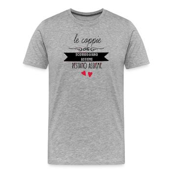 Hearts suspended in silhouette - Men's Premium Organic T-Shirt - heather grey - Front - Damien (186cm)