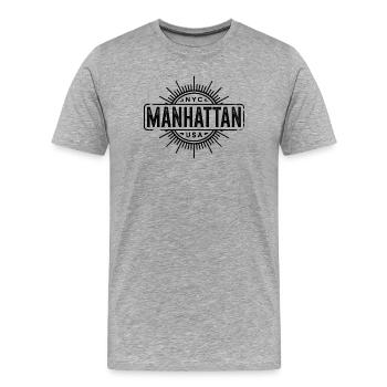 Manhattan - New York Souvenir Design - Männer Premium Bio T-Shirt - Grau meliert - Vorne - Damien (186cm)