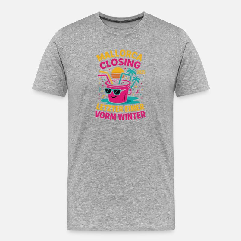 Mallorca Closing 2025 Letzter Eimer - Männer Premium Bio T-Shirt - Grau meliert