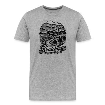 Kraichgau Illustration mit Schriftzug - Männer Premium Bio T-Shirt - Grau meliert - Vorne - Damien (186cm)