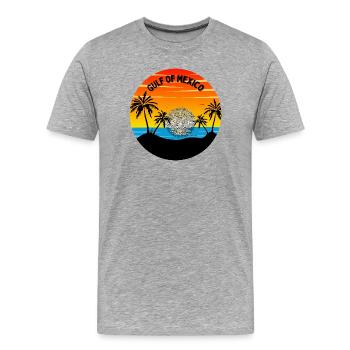 Gulf of Mexico Sunset Palm - Men's Premium Organic T-Shirt - heather grey - Front - Damien (186cm)